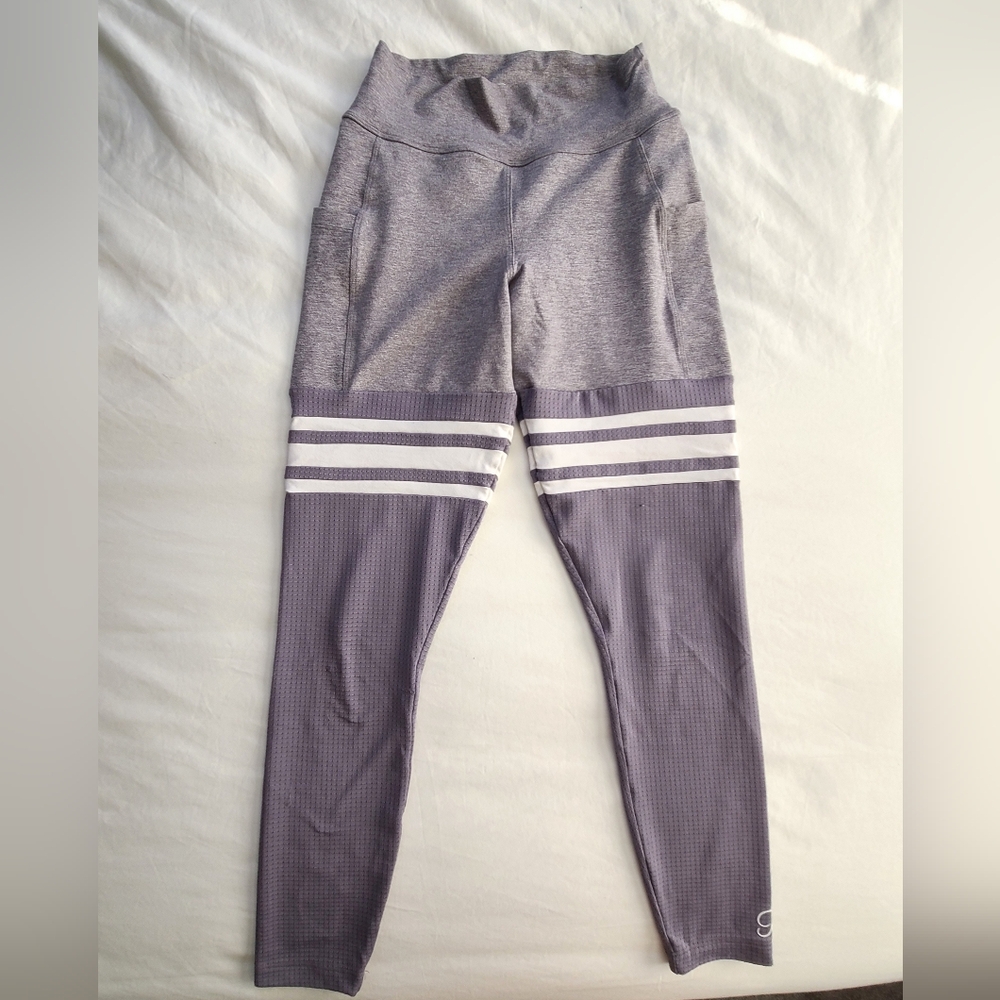Bombshell Sportswear Grey Striped Active Leggings